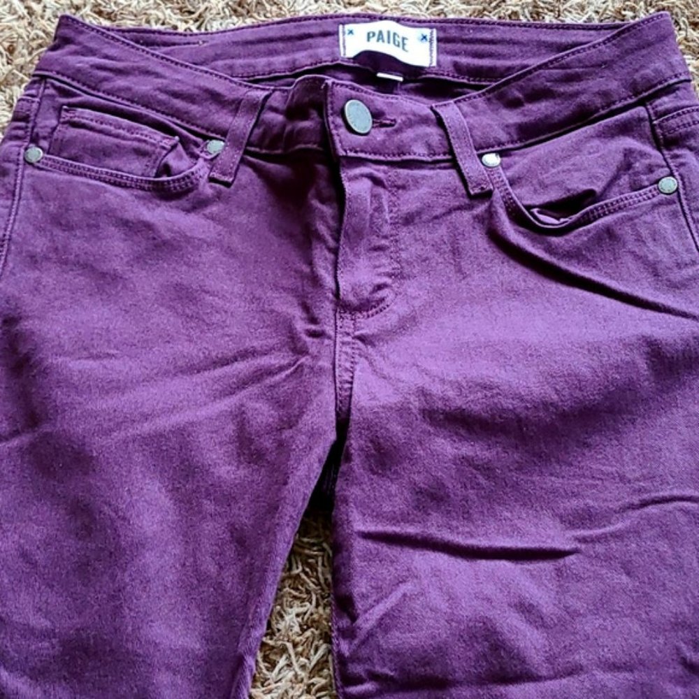 PAIGE Verdugo Ankle Vamp Red Skinny Jeans Size 26 - Picture 3 of 8